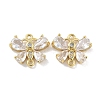 Rack Plating Brass Clear Cubic Zirconia Butterfly Connector Charms KK-A234-064G-1