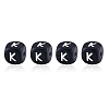 20Pcs Black Cube Letter Silicone Beads 12x12x12mm Square Dice Alphabet Beads with 2mm Hole Spacer Loose Letter Beads for Bracelet Necklace Jewelry Making JX433K-1