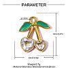 304 Stainless Steel Cubic Zirconia Pendants STAS-OY015-37G-2