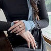 S925 Sterling Silver Open Cuff Ring for Women RJEW-M164-03-3