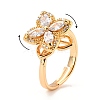 Flower Cubic Zirconia Rotatable Cuff Ring for Calming Worry Meditation RJEW-P025-01-4