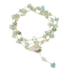 Natural Green Aventurine Chip Handmade Link Chain Necklaces NJEW-JN05811-02-7