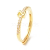 Clear Cubic Zirconia Initial Letter Adjustable Ring RJEW-C052-01G-Z-1