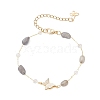 Handmade Glass & Natural Labradorite Nuggets Beads Necklaces BJEW-JB12461-02-2