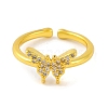 Butterfly Brass Micro Pave Cubic Zirconia Open Cuff Ring for Women RJEW-U003-28B-G-2