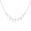 Rhodium Plated 925 Sterling Silver Star Moon Lightning Flowing Pendant Bib Necklaces MF4231-1