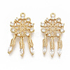 Brass Micro Pave Clear Cubic Zirconia Pendants X-ZIRC-T011-12G-NF-1