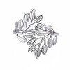 Non-Tarnish 304 Stainless Steel Leaf Open Cuff Ring RJEW-T023-56P-1