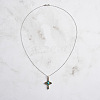 Natural Turquoise & Cubic Zirconia Cross Pendant Necklaces NJEW-L125-001ASP-2