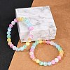 Dyed Natural Selenite Round Beaded Stretch Bracelets for Women G-U005-02M-2