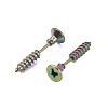 304 Stainless Steel Screw Shape Front Back Stud Earrings LS-STAS-WH0061-23M-2