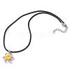 Glass Rhinestone & Glass Seed Beads Beaded Flower Pendant Necklaces NJEW-MZ00078-02-4