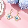 Handmade Glass Seed Beads Flower Leverback Earrings EJEW-MZ00578-01-1