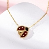 304 Stainless Steel Dark Red Enamel Ladybug Pendant Cable Chain Necklaces for Women NJEW-U032-07G-01-2