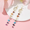 Chakra Theme Natural & Synthetic Mixed Gemstone Chips Beaded Tassel Earrings EJEW-JE05453-2