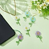 6Pcs 3 Colors Handmade Glass & Seed Beaded Pendants GLAA-FG0001-18-5