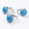 Adjustable Synthetic Turquoise Finger Rings RJEW-F075-01E-1