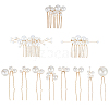 Copper Wire and ABS Imitation Pearl Hair Combs Sets for Women Girls OHAR-CY0001-20-1