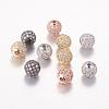 Brass Cubic Zirconia Beads ZIRC-F001-02-1