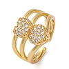 Brass Micro Pave Clear Cubic Zirconia Cuff Finger Rings RJEW-G337-33G-4