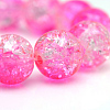 Baking Painted Transparent Crackle Glass Round Bead Strands DGLA-Q018-6mm-M-4