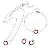 Ring 304 Stainless Steel Colorful Rhinestone Pendant Necklaces & Bracelets & Stud Earrings Sets for Women SJEW-C004-09P-02-1