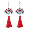 Handmade Glass Seed Beads Fan Dangle Earrings EJEW-MZ00292-01-1