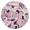 50Pcs Divination Theme Waterproof PVC Pink Witch Sticker Labels PW-WG78730-01-2