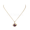 Natural Amethyst Copper Wire Wrapped Planet Pendant Brass Cable Chain Necklaces for Women NJEW-TA00260-02-2