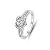 Rhodium Plated 925 Sterling Silver Micro Pave Moissanite Finger Rings for Women WGDE2BC-01-5