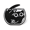 Black Cat with Bowl Alloy Enamel Brooch JEWB-E022-04EB-02-1