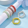 Faceted Rondelle Glass Beaded Stretch Rings for Women RJEW-JR00824-1