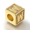 Brass Cubic Zirconia Beads KK-Q818-01W-G-2