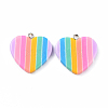 Rainbow Heart Resin Pendants CRES-O003-02-2