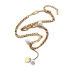 Ion Plating(IP) 304 Stainless Steel & Plastic Pearl Rice Pendant Necklaces for Women NJEW-P320-22G-4