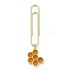 Bees Flower Alloy Enamel Pendant Bookmarks AJEW-JK00307-4