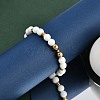 Ion Plating(IP) 304 Stainless Steel & Round Glass Beaded Stretch Bracelets for Women Men BJEW-M046-03G-2