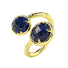 Round Natural Lapis Lazuli Open Cuff Rings RJEW-C087-02G-01-1