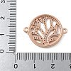 Rack Plating Brass Micro Pave Clear Cubic Zirconia Flat Round with Tree Connector Charms KK-A234-034RG-3