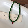 Vintage Glass Green Round Beaded Becklaces MA6144-5