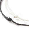 2Pcs 2 Color Flat Round with Heart Beaded Cord Bracelets Set BJEW-JB07647-6