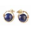 Mixed Gemstone Round Beads Stud Earrings for Girl Women EJEW-JE04666-3