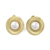 Ion Plating(IP) Flat Round Real 14K Gold Plated 304 Stainless Steel Stud Earrings EJEW-P258-32G-01-1