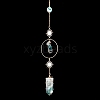 Natural Moss Agate Moon & Bullet Window Hanging Suncatchers DJEW-PW0009-035G-1