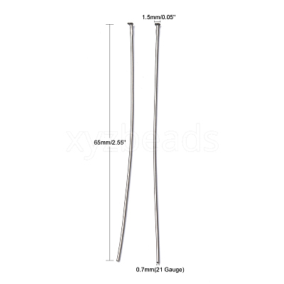 Tarnish Resistant 304 Stainless Steel Flat Head Pins X-STAS-R046-65mm-1