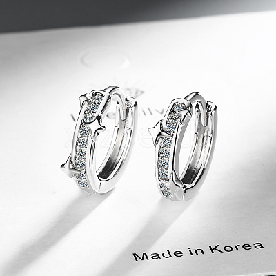 Brass Micro Pave Clear Cubic Zirconia Hoop Earrings FS-WG5E6AE-01-1
