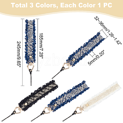 3Pcs 3 Colors Wool Mobile Straps FIND-WR0005-38-1