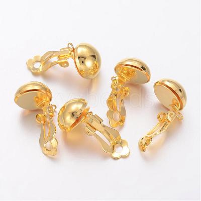 Golden Brass Clip-on Earring Findings For Non-Pierced Ears Jewelry X-KK-E026-G-1