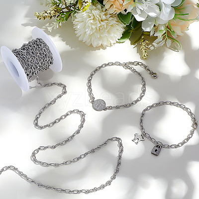 304 Stainless Steel Textured Cable Chains CHS-WH0020-004P-1