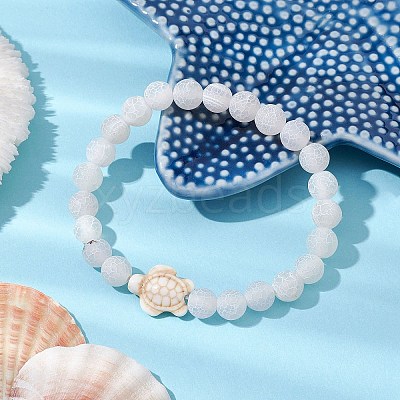 Dyed Natural Weathered Agate Round Beads Stretch Bracelets BJEW-JB11078-01-1